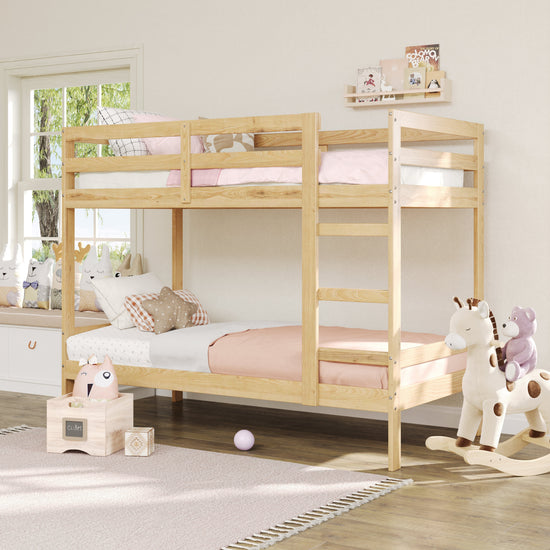 Sophie Simple Solid Wood Twin Over Twin Bunk Bed