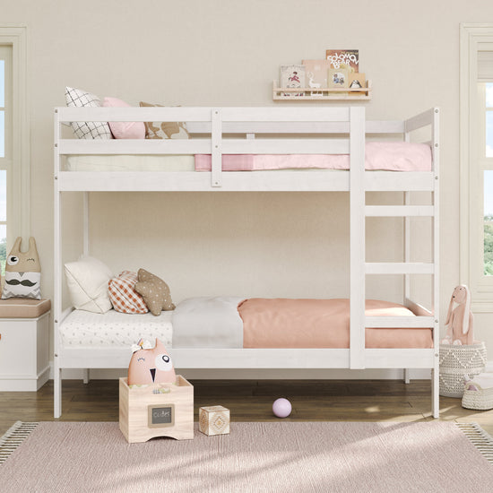 Sophie Simple Solid Wood Twin Over Twin Bunk Bed