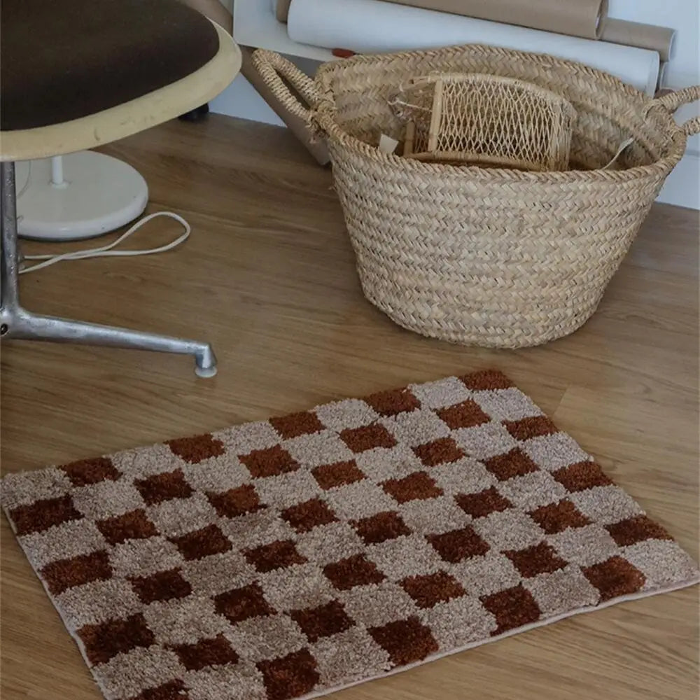 Plaid Checkered Tufted Plush Bath Mat