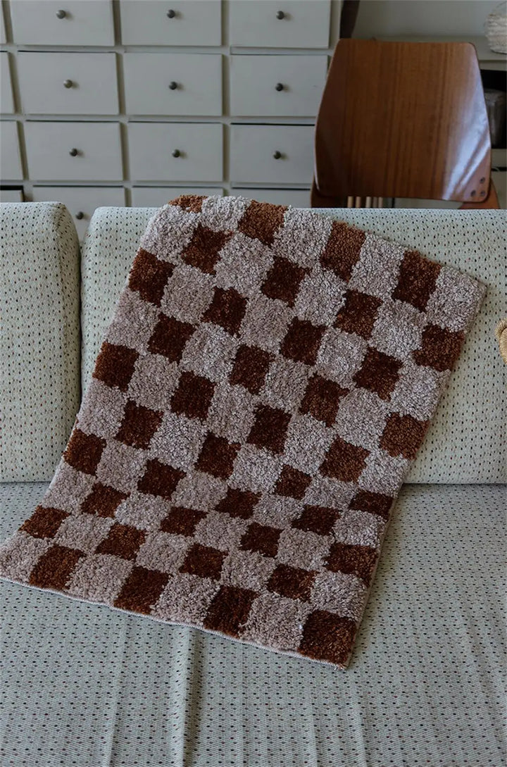 Plaid Checkered Tufted Plush Bath Mat