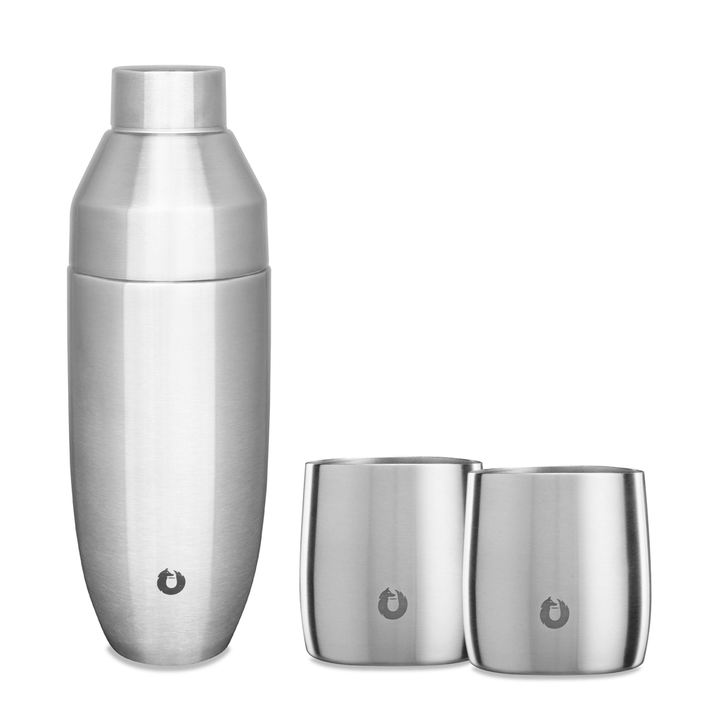 Stainless Steel Cocktail Shaker and Rocks Barware Set, Steel