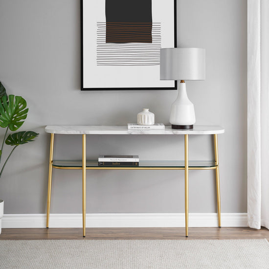 Tilly Modern Minimal Curved Faux Marble Entry Table