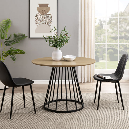 Vivian Modern Round Dining Table with Metal Base