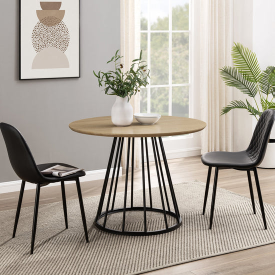 Vivian Modern Round Dining Table with Metal Base