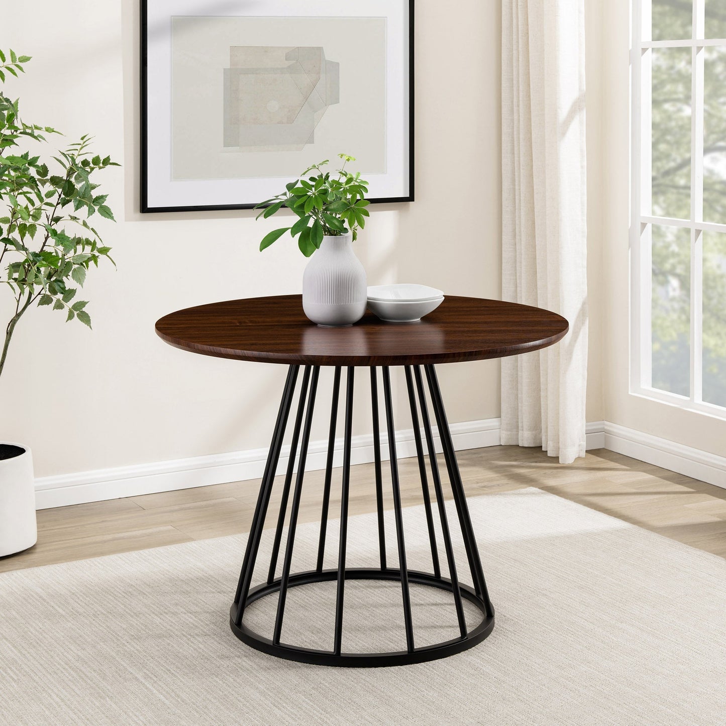 Vivian Modern Round Dining Table with Metal Base