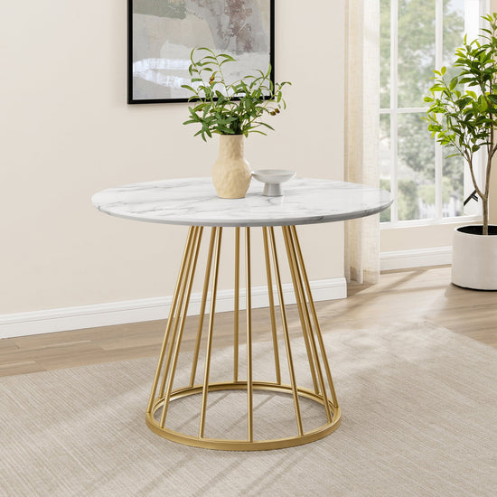 Vivian Modern Round Dining Table with Metal Base