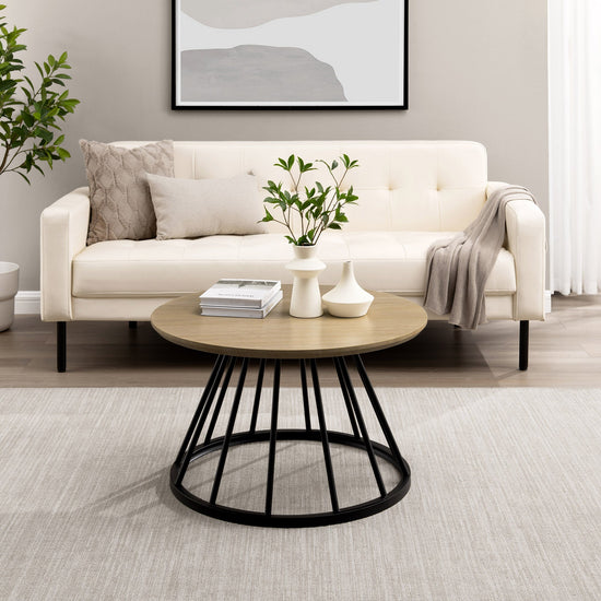 Vivian Modern Round Coffee Table with Metal Base