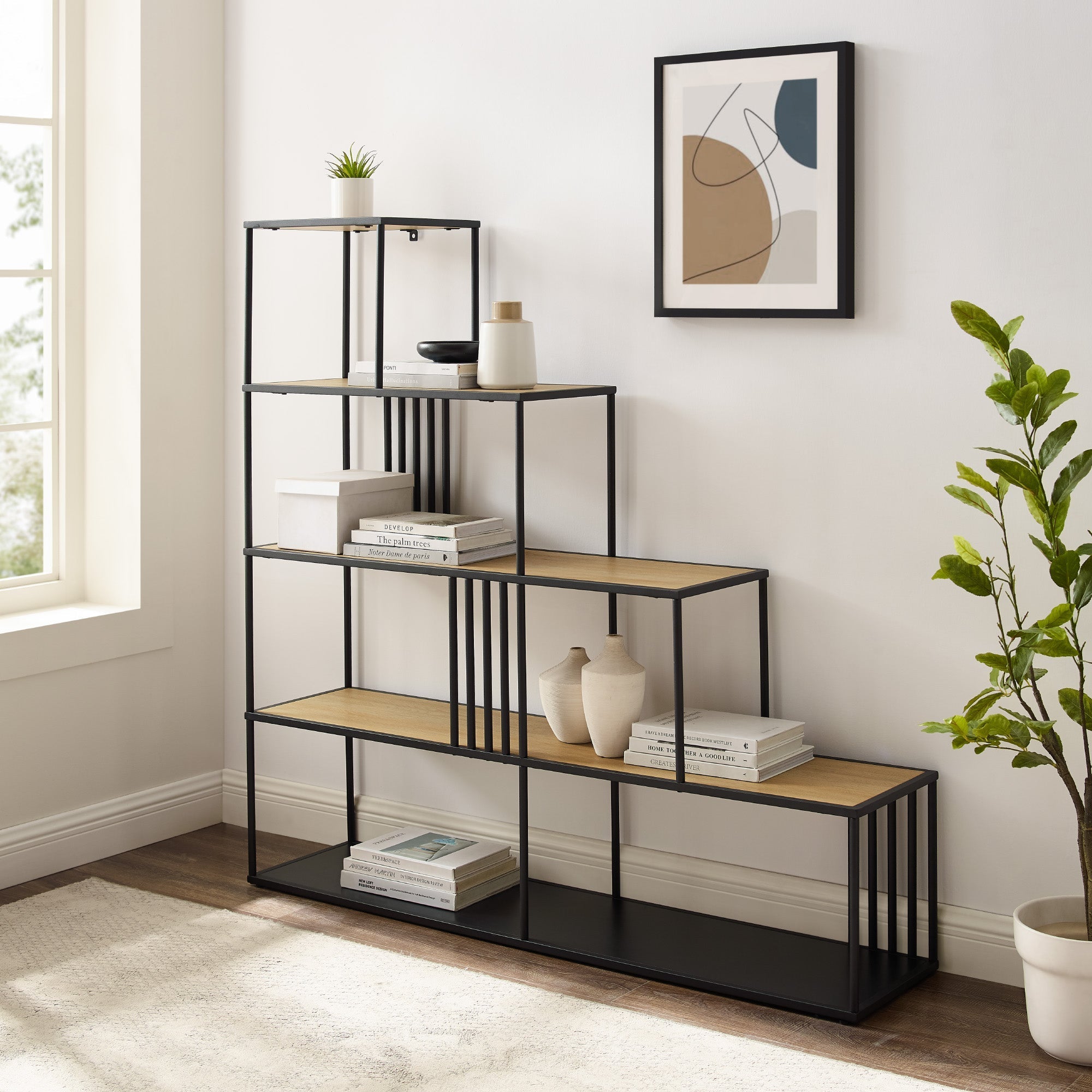 Vulcan Minimalist Divider Bookshelf with Slats