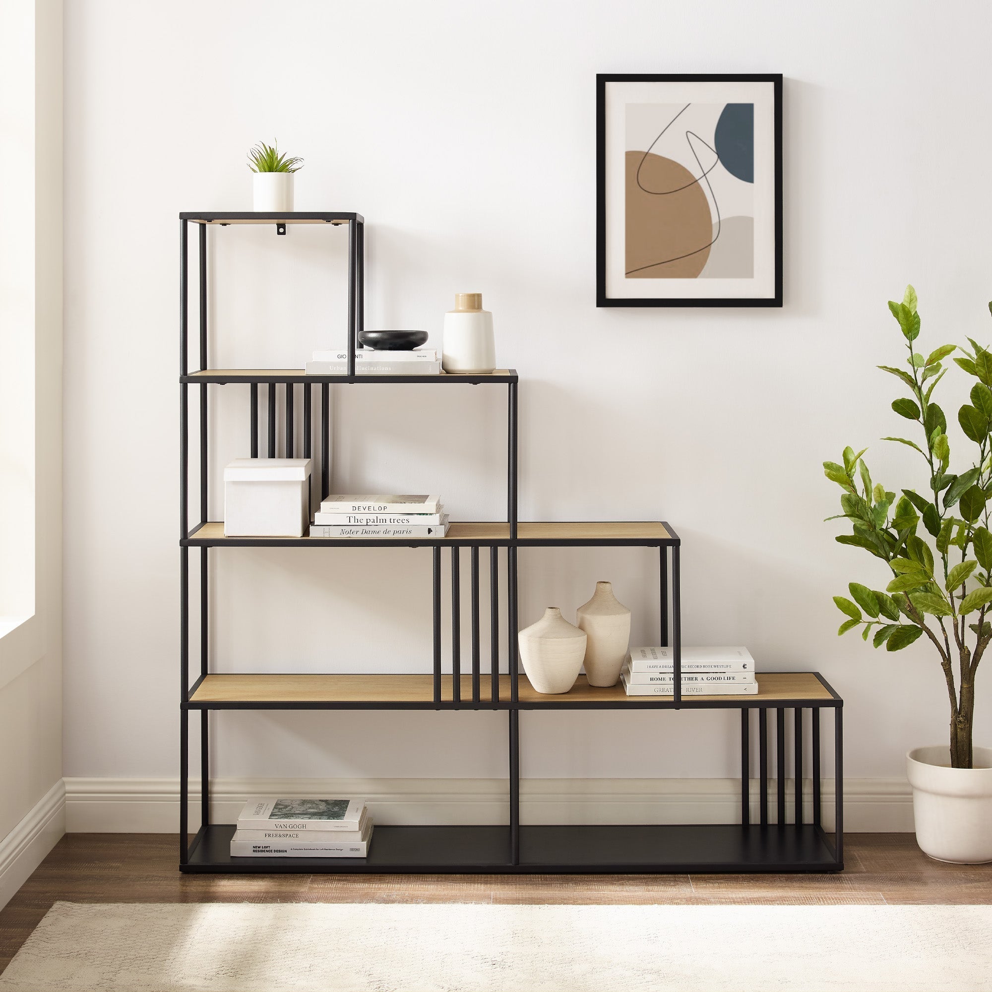 Vulcan Minimalist Divider Bookshelf with Slats