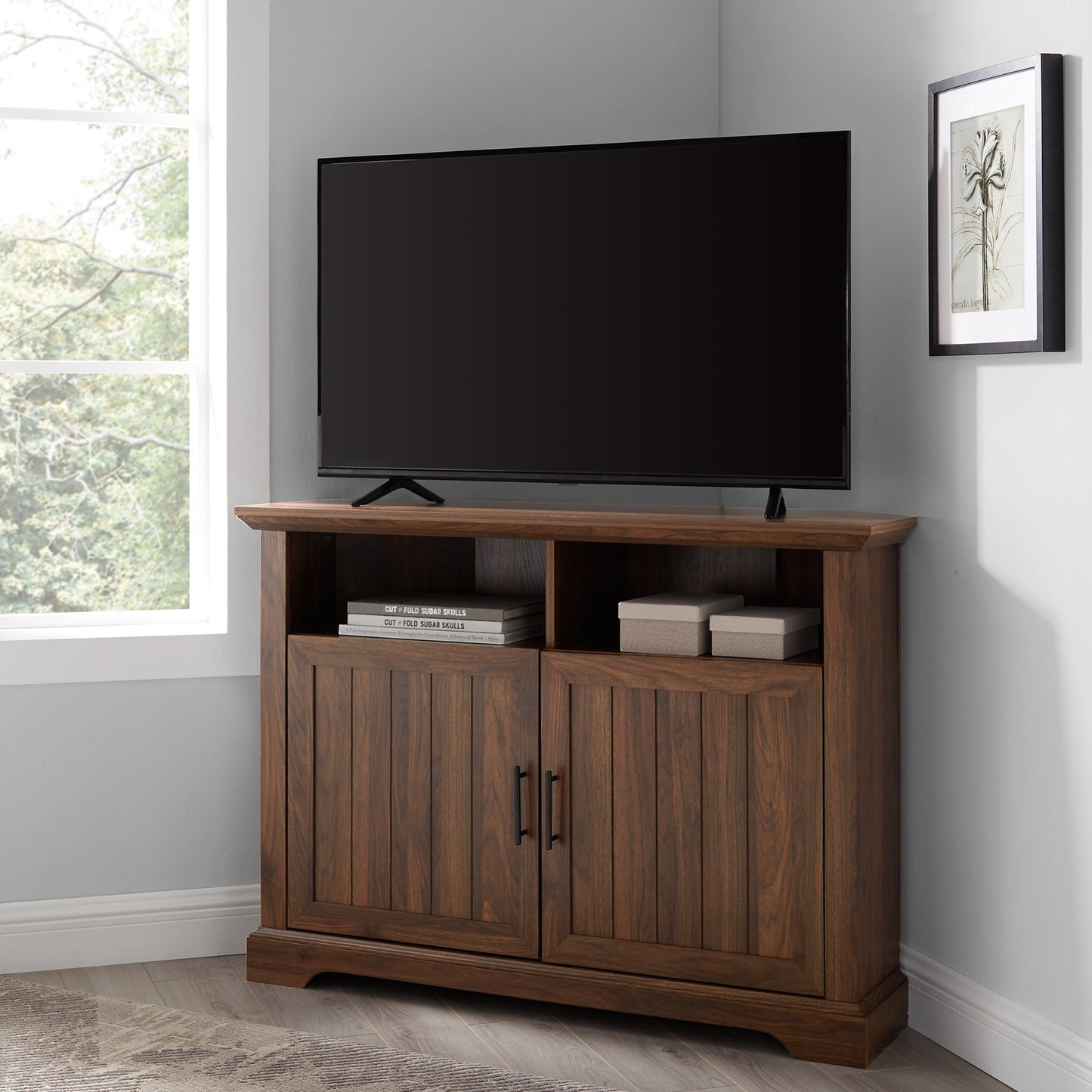 Columbus 44" Grooved Door Corner TV Stand