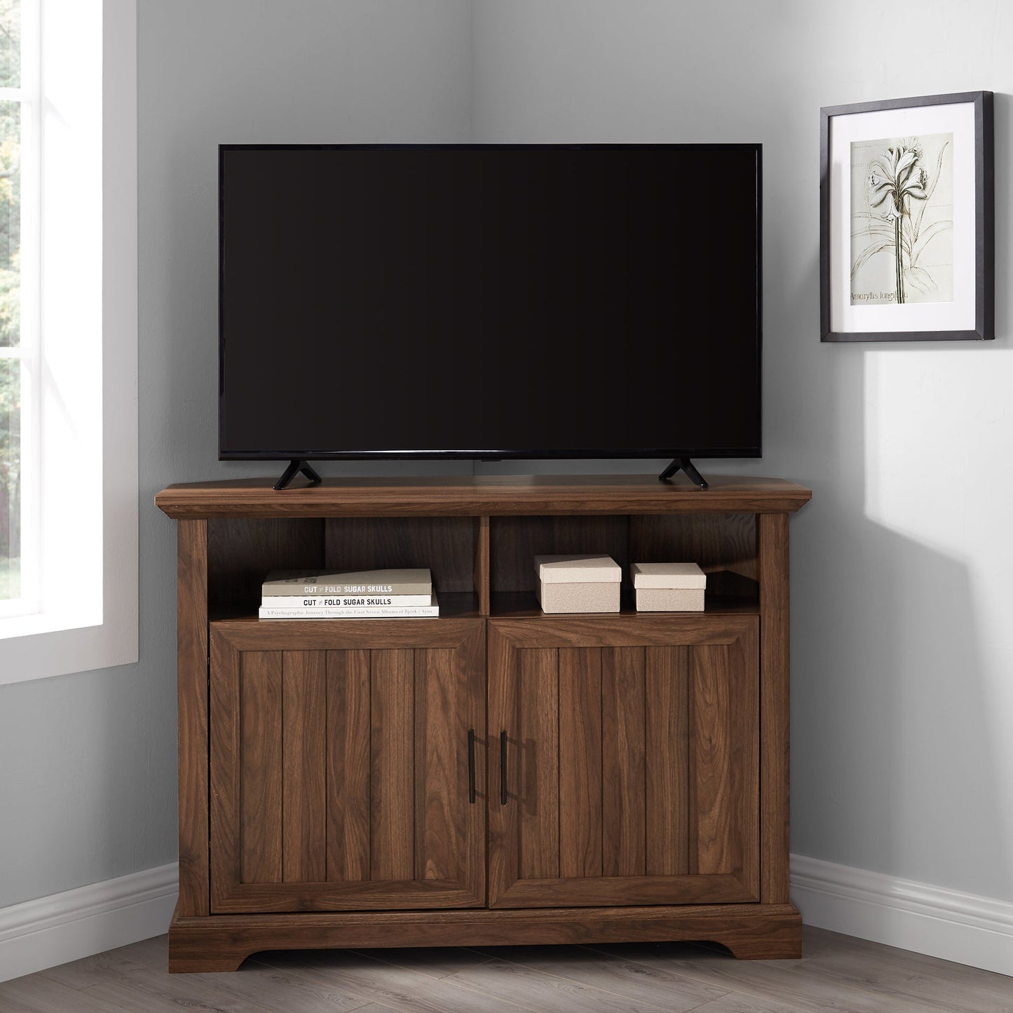 Columbus 44" Grooved Door Corner TV Stand