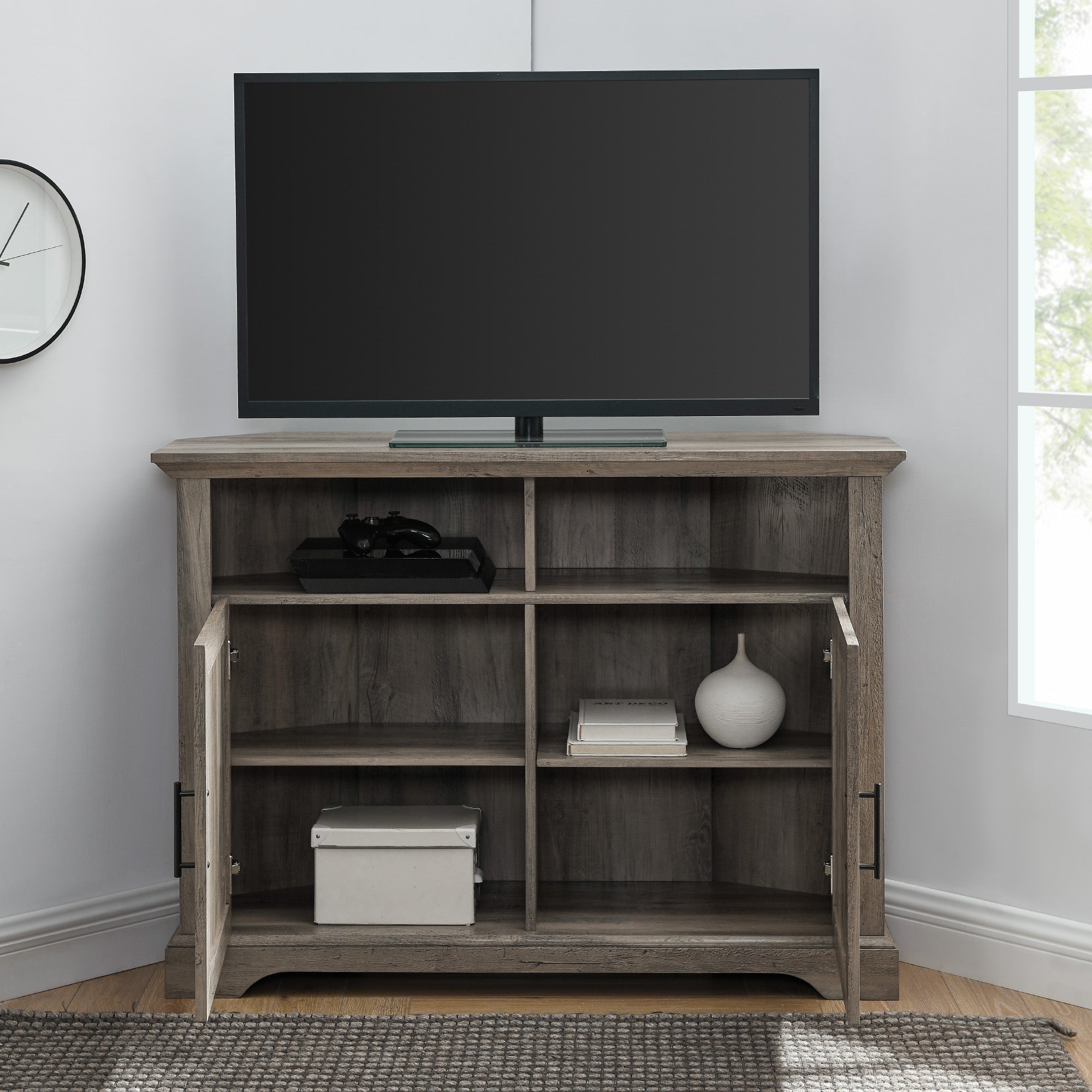 Columbus 44" Grooved Door Corner TV Stand