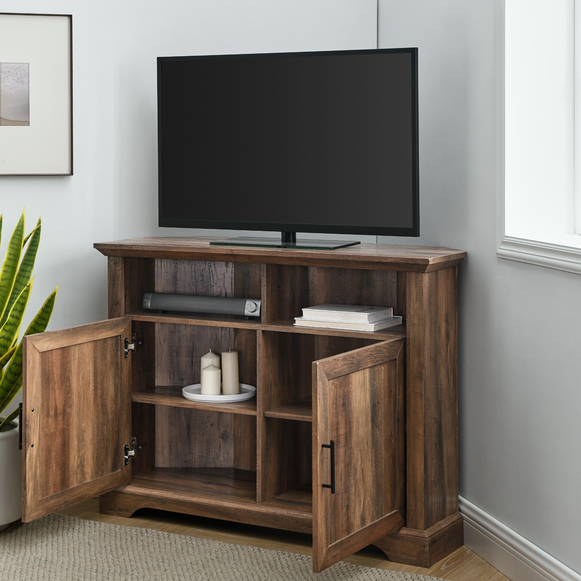 Columbus 44" Grooved Door Corner TV Stand