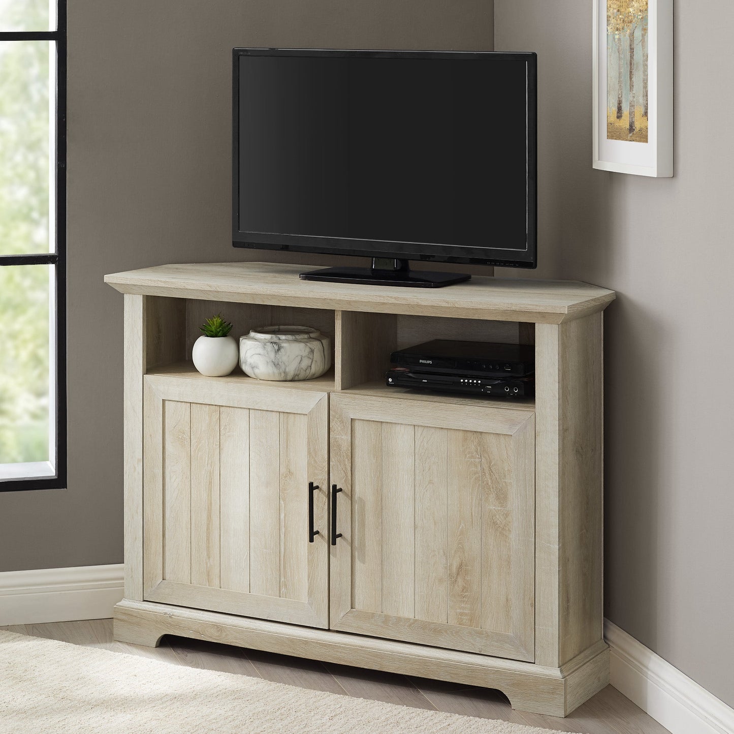 Columbus 44" Grooved Door Corner TV Stand