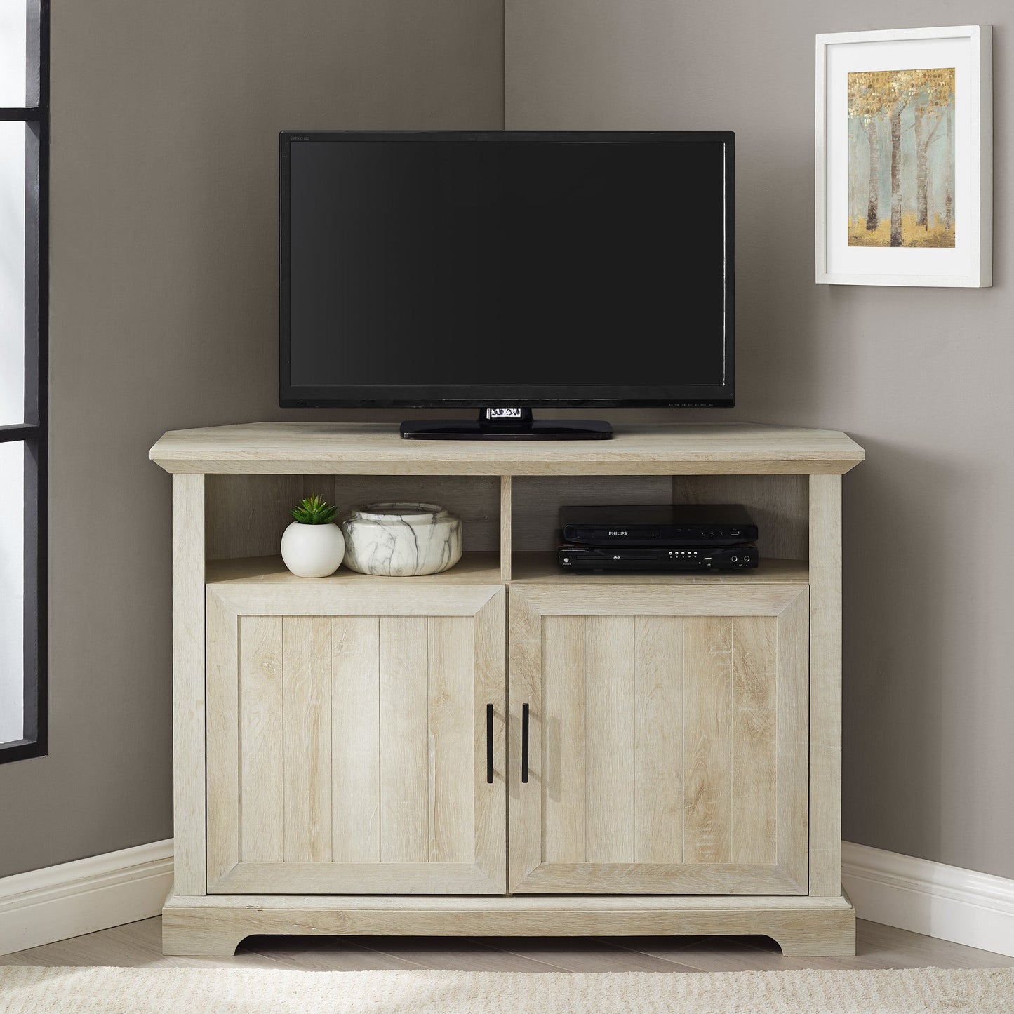 Columbus 44" Grooved Door Corner TV Stand