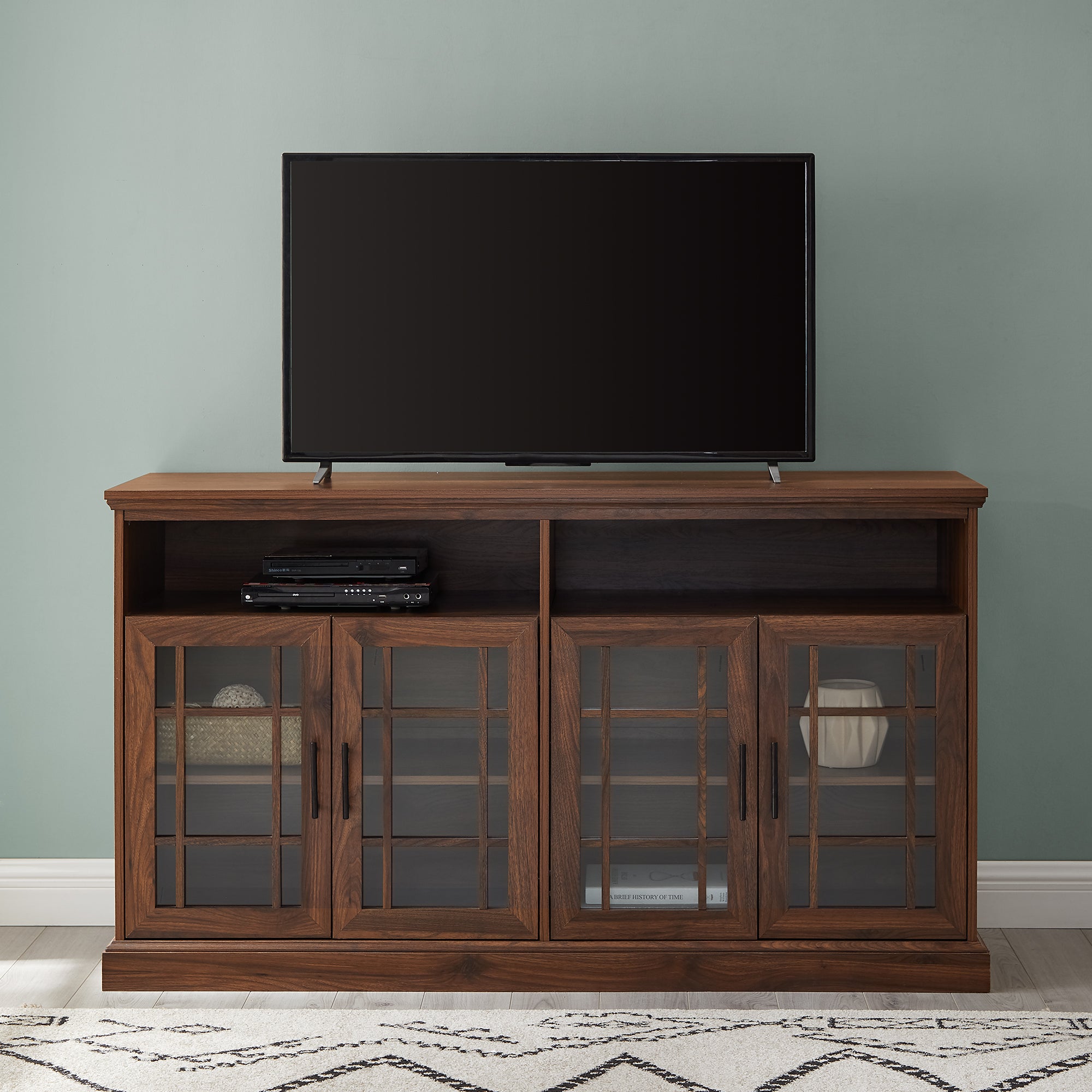 Hazel Glass 4 Door TV Stand