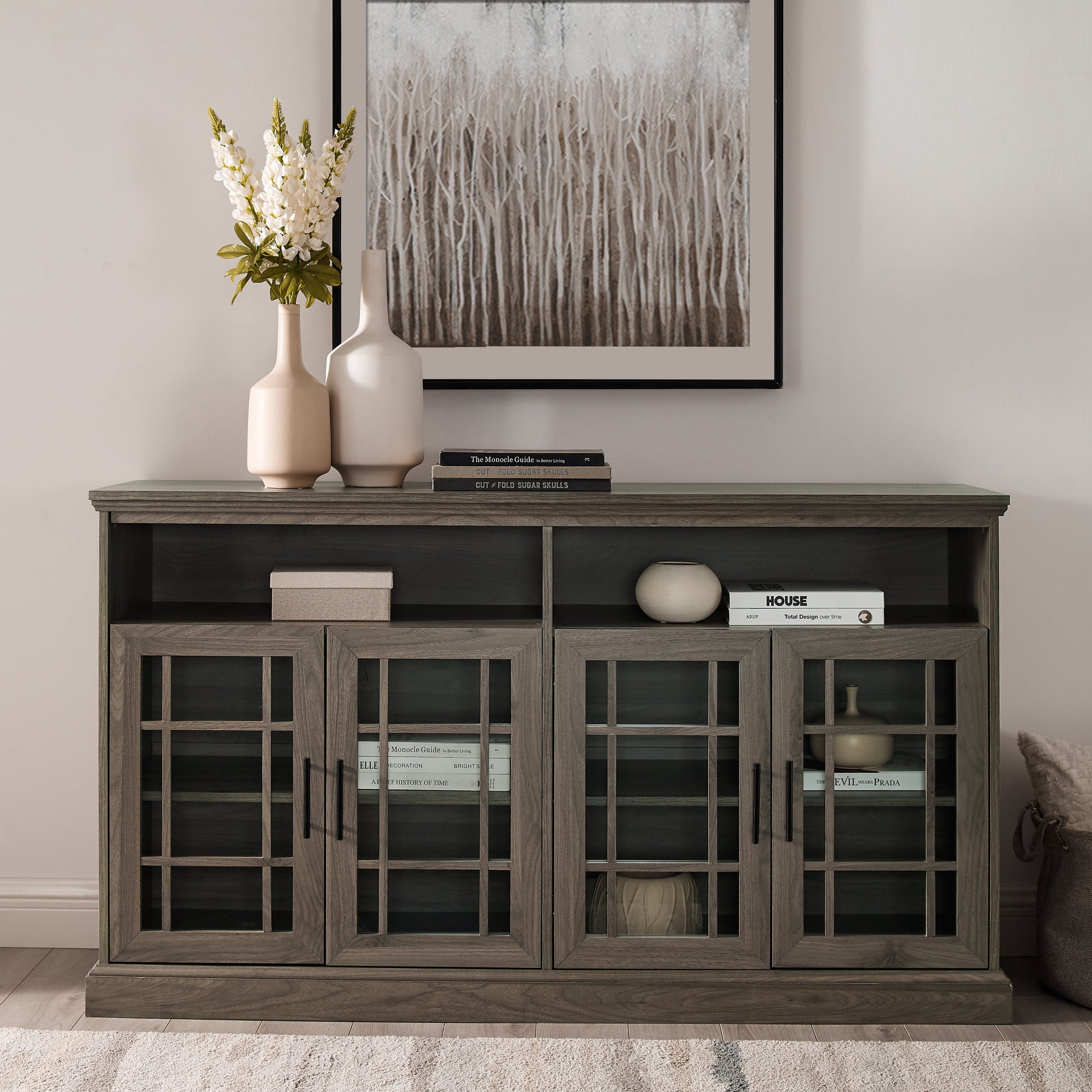 Hazel Glass 4 Door TV Stand