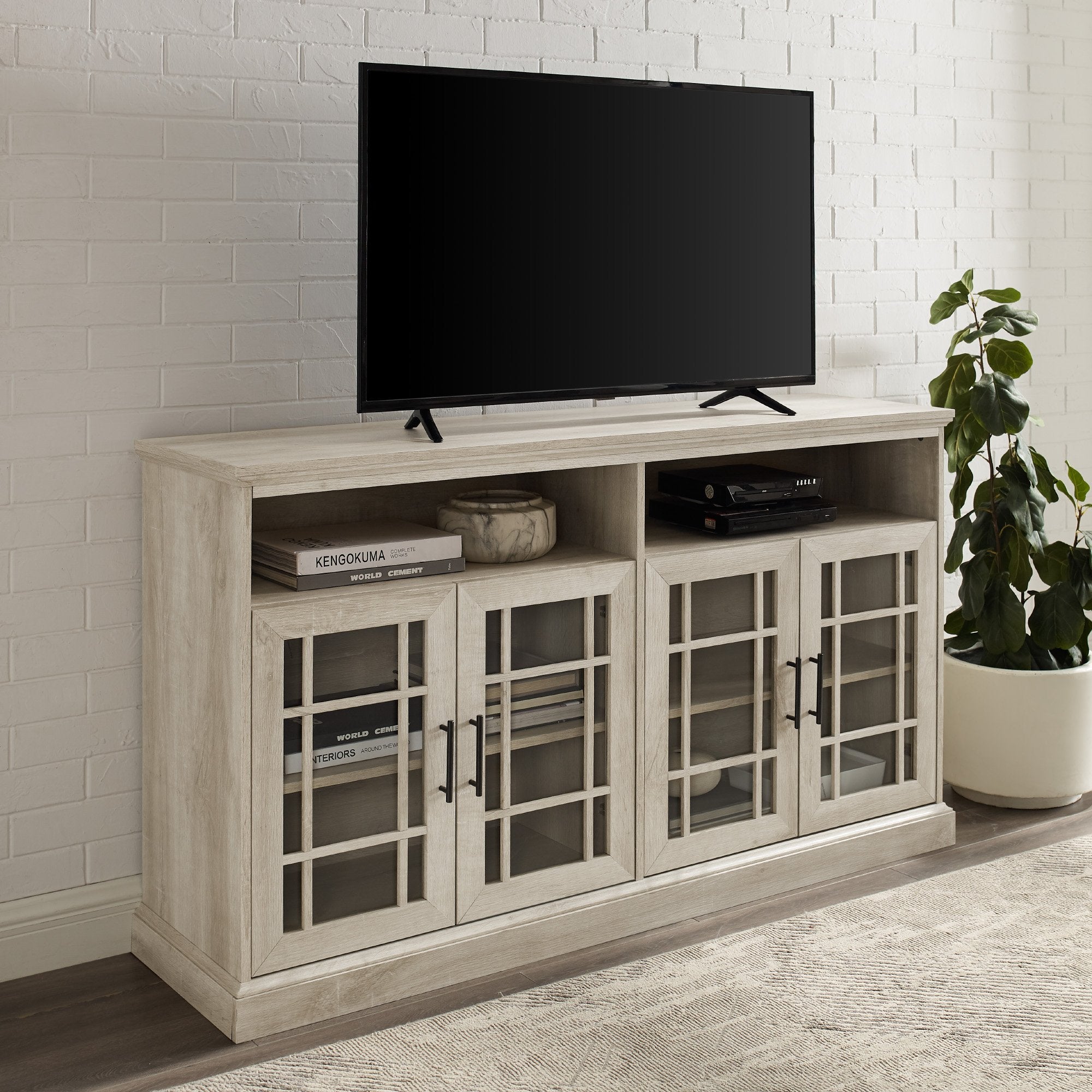 Hazel Glass 4 Door TV Stand