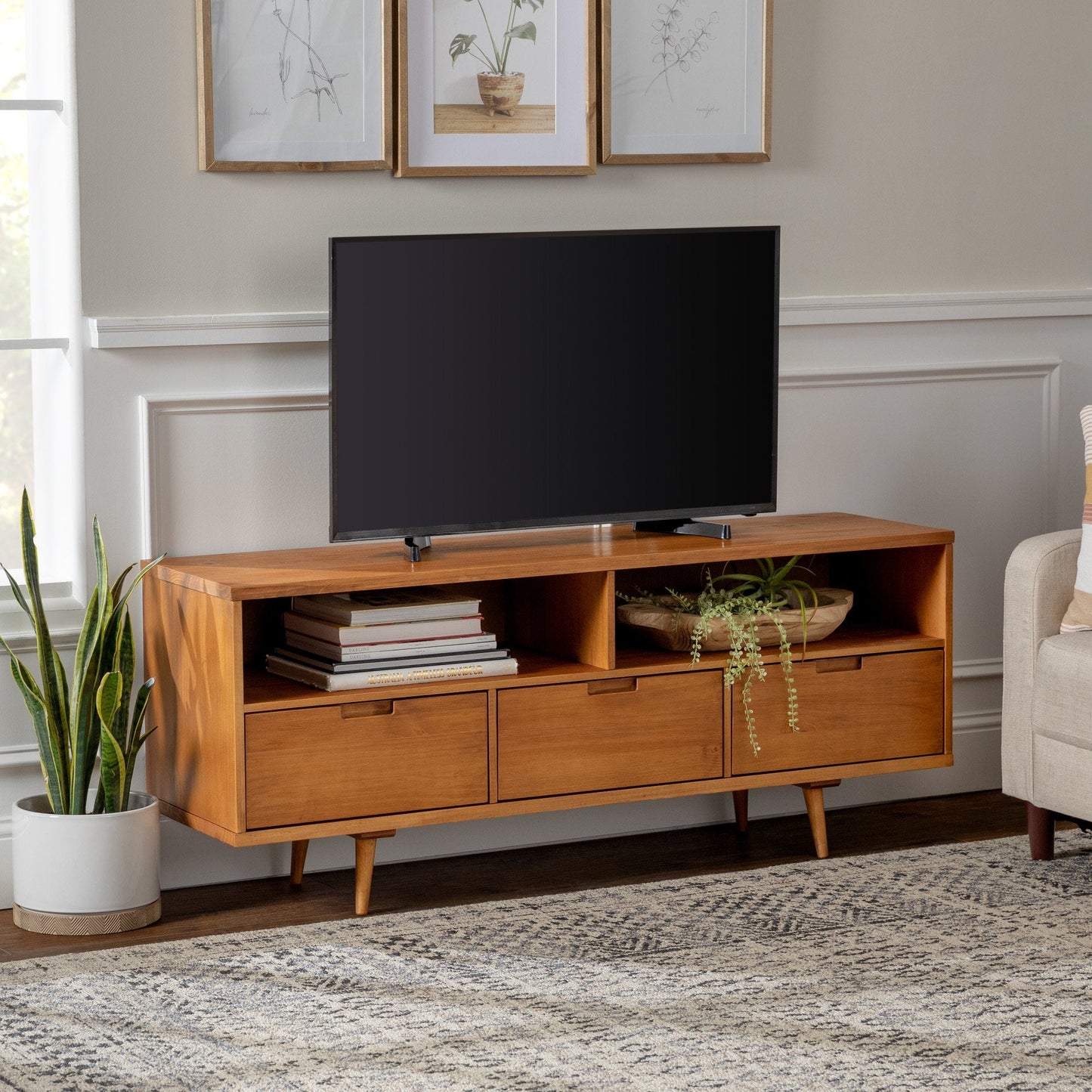 Ivy 3-Drawer Solid Wood TV Console