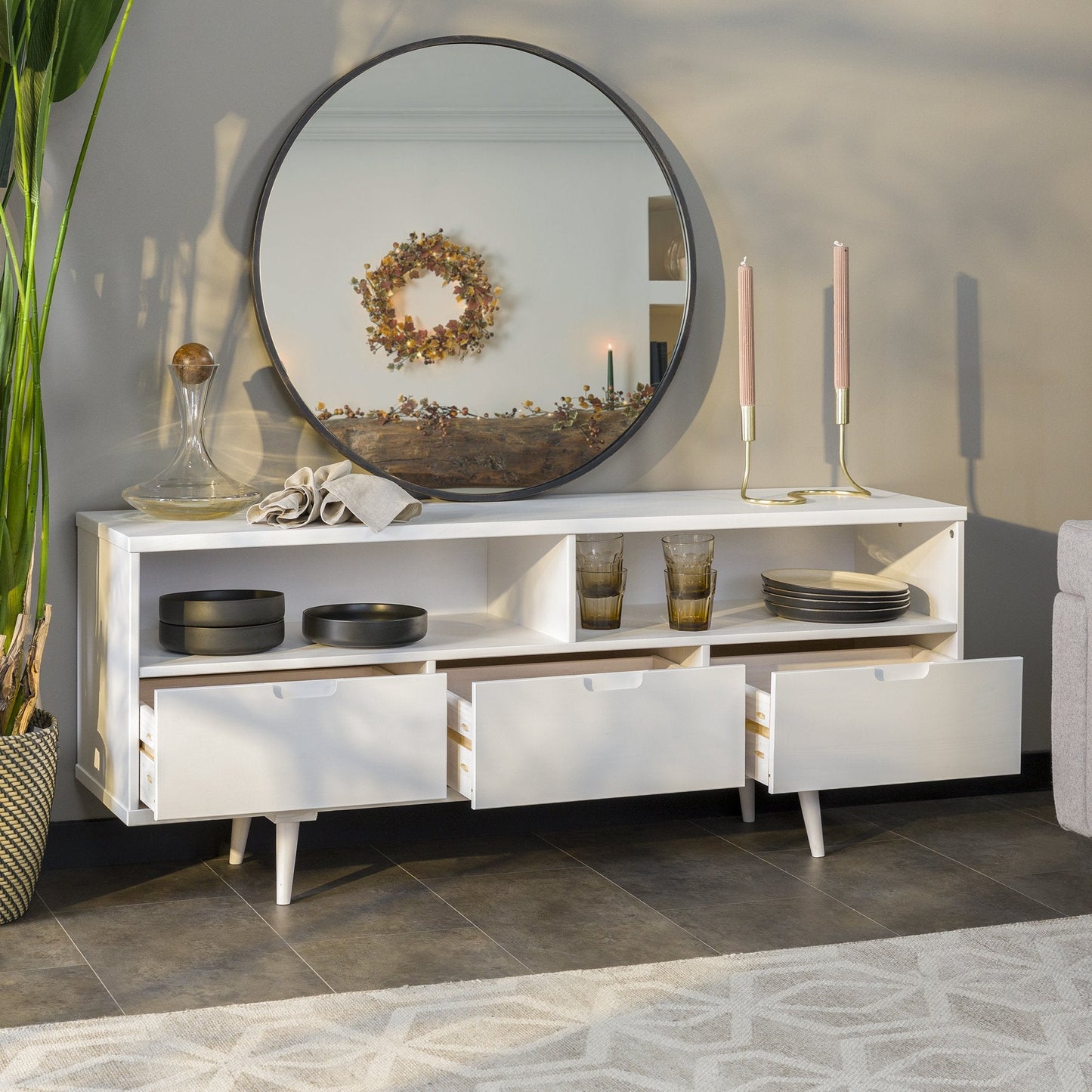 Ivy 3-Drawer Solid Wood TV Console