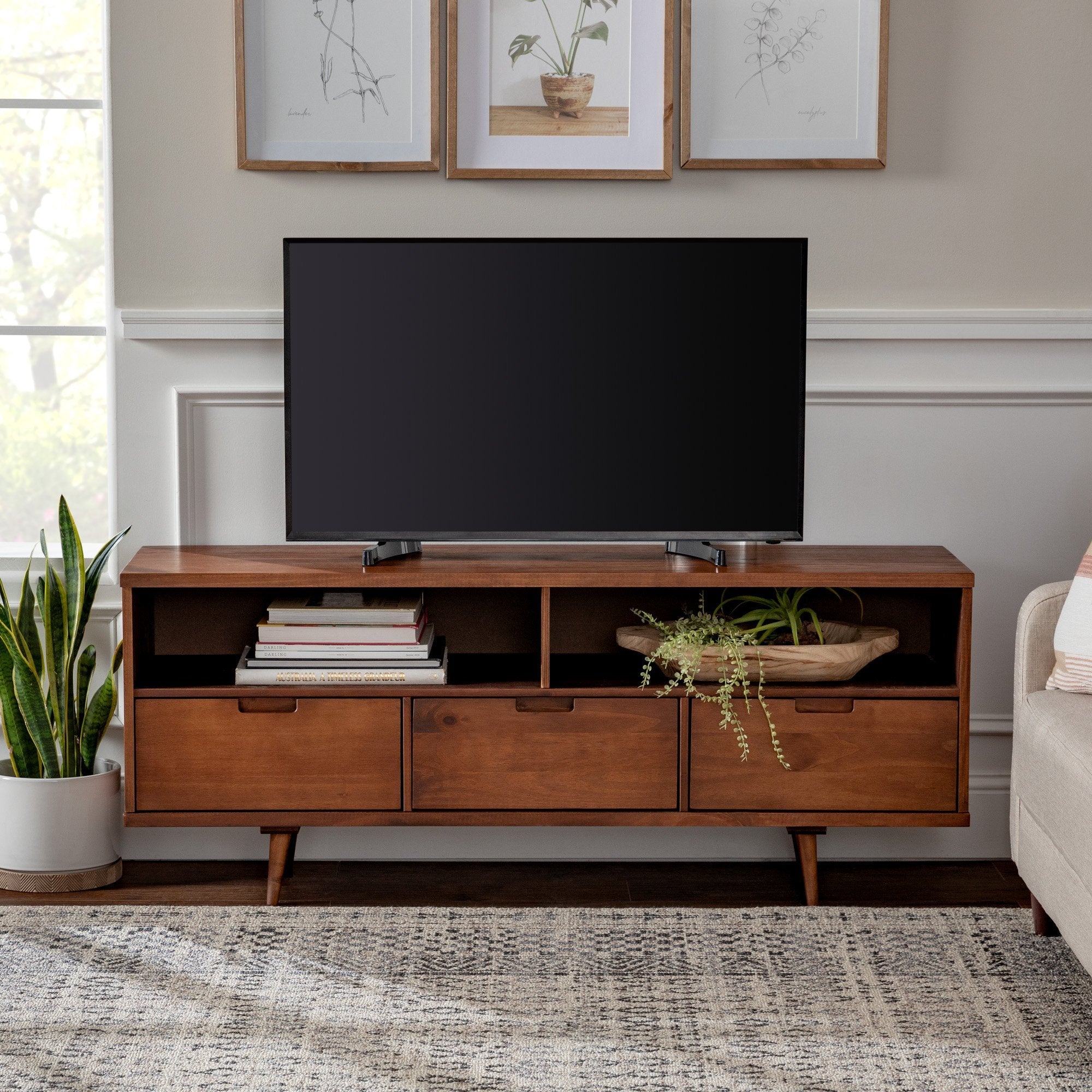 Ivy 3-Drawer Solid Wood TV Console