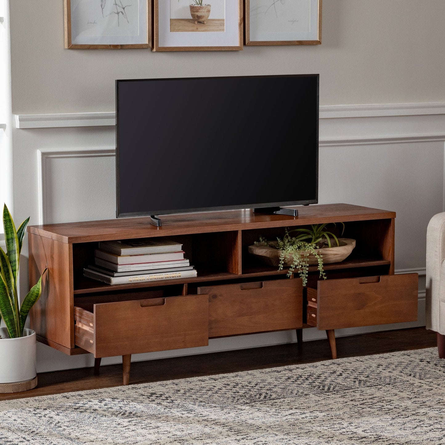 Ivy 3-Drawer Solid Wood TV Console