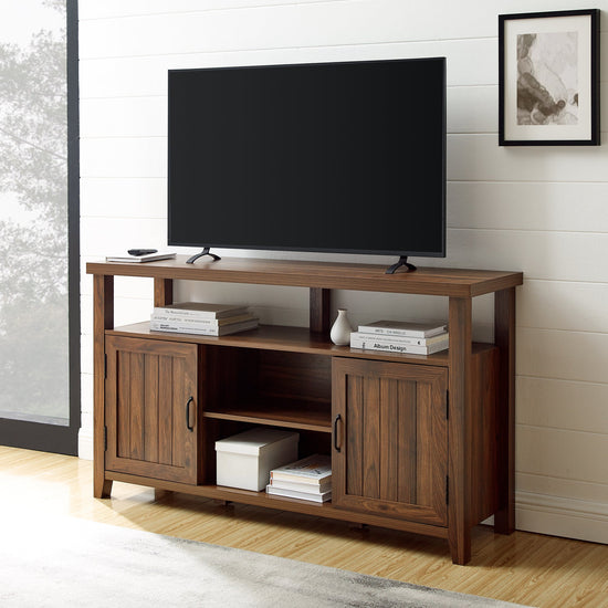 Grooved Door 58" Highboy TV Stand