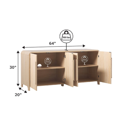 Chantelle 64" Modern Curved Buffet Sideboard & TV Stand