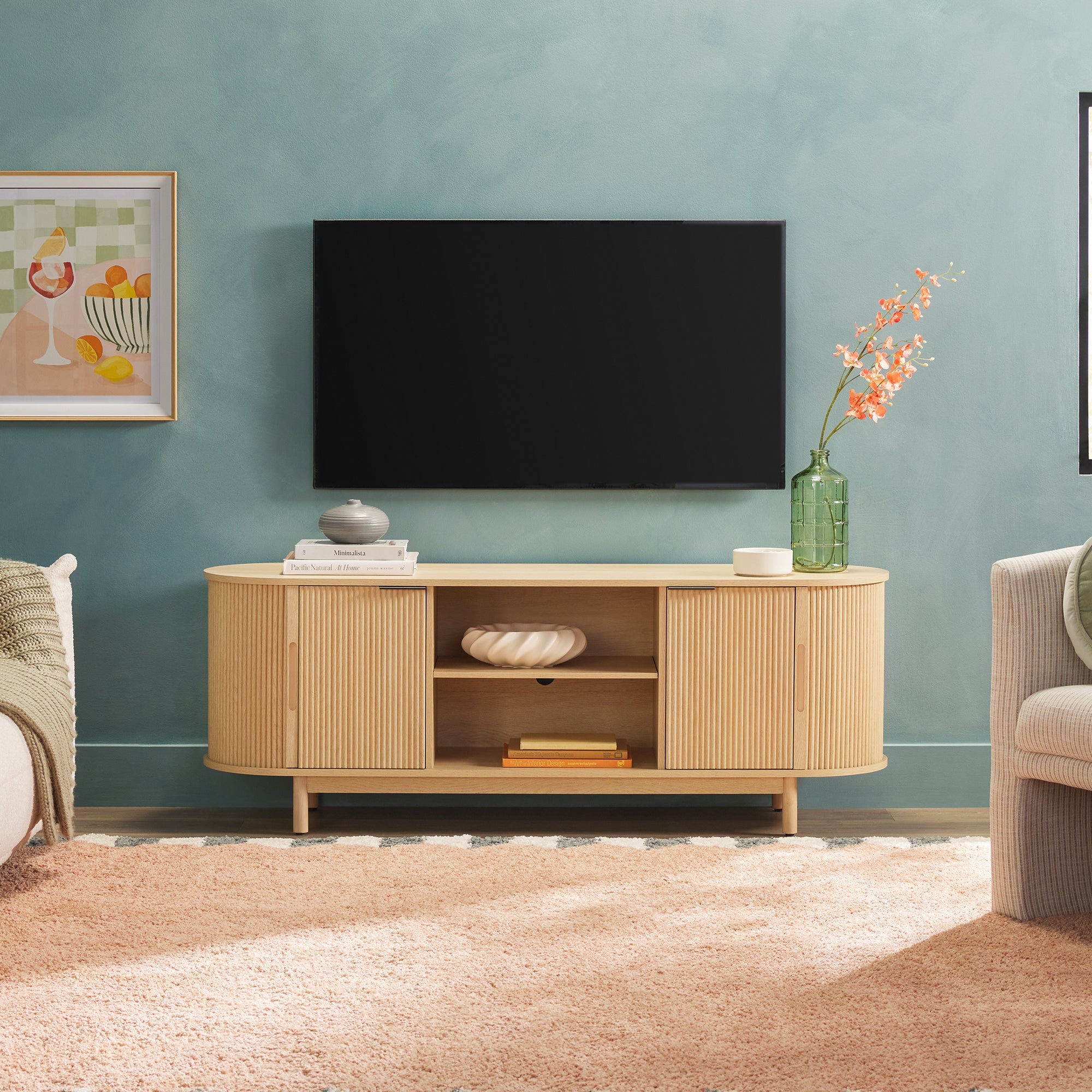 Chloe Modern Scandinavian Reeded 60" TV Stand