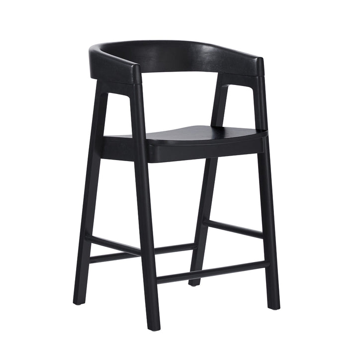 Ezra Modern Solid Wood Rounded Back Single Counter Stool (1pk)