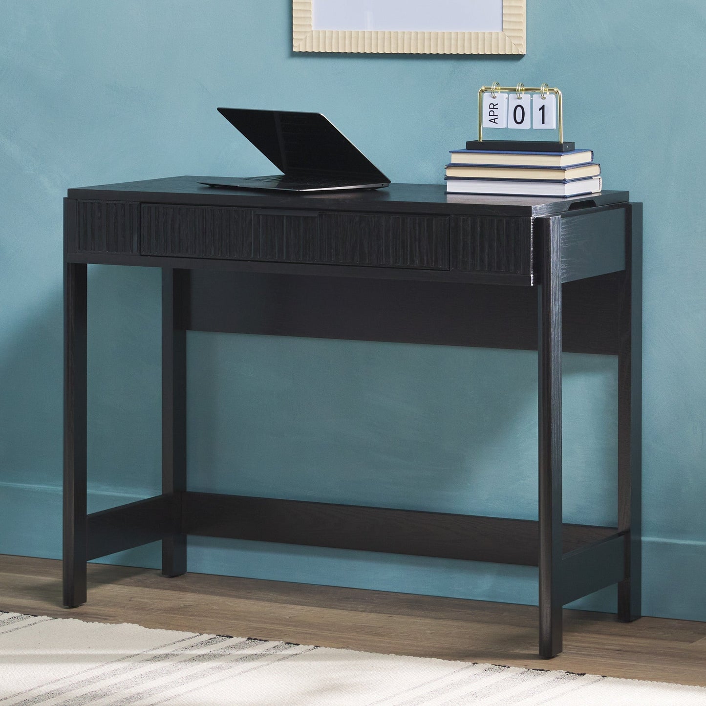 Holmes Modern Scandinavian Reeded Writing Desk with Lift Top