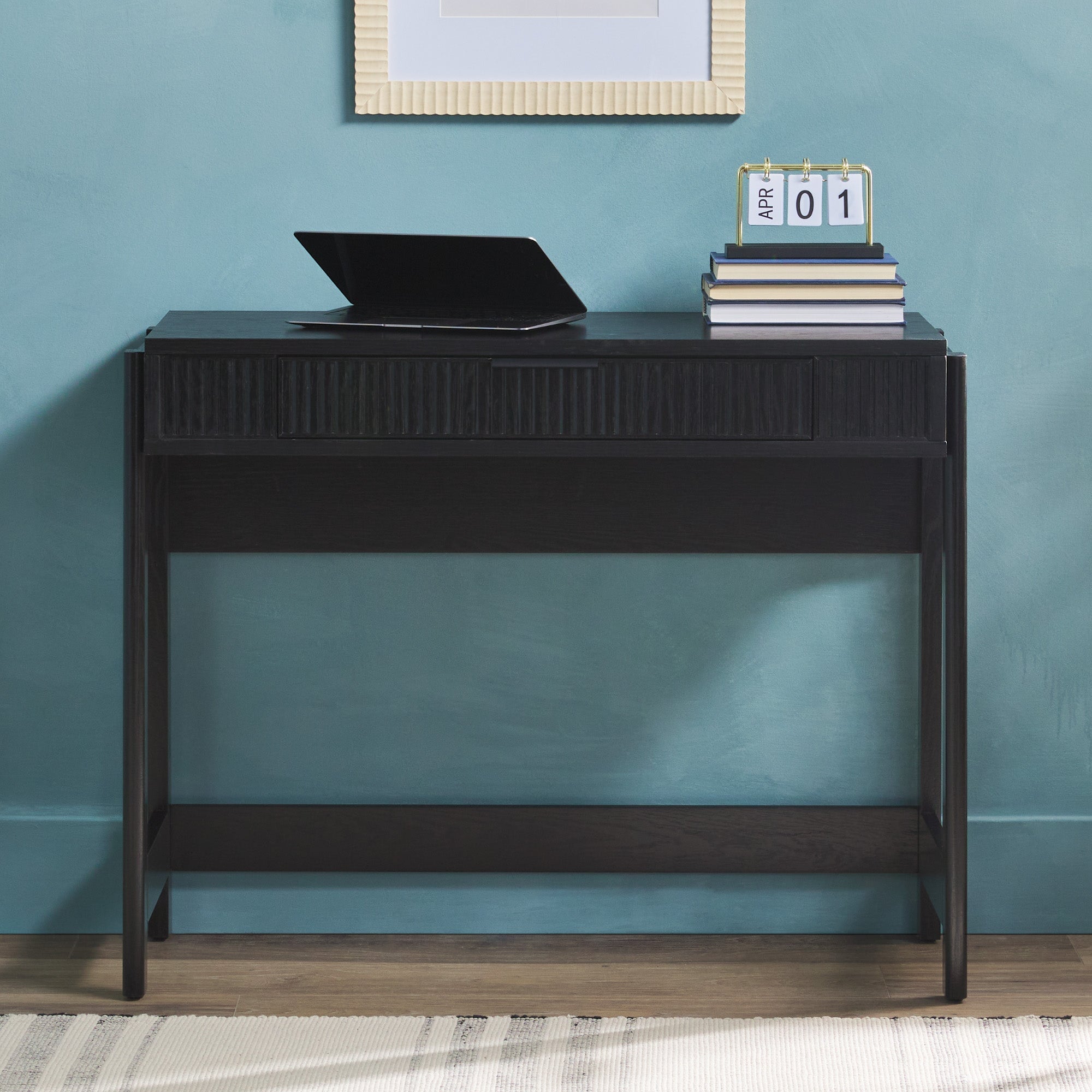 Holmes Modern Scandinavian Reeded Writing Desk with Lift Top