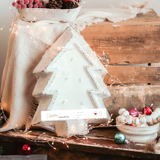 White Pottery Tree Bowl Candle - Christmas Hearth