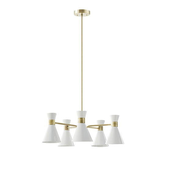 Ezra Ezra Chandelier - Antique Brass/White - Mac & Mabel