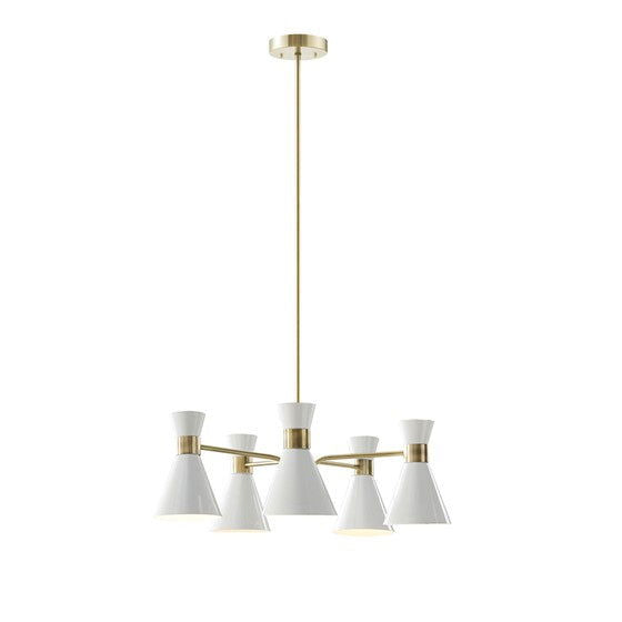 Ezra Ezra Chandelier - Antique Brass/White - Mac & Mabel