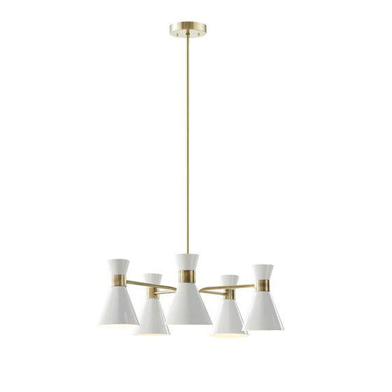 Ezra Ezra Chandelier - Antique Brass/White - Mac & Mabel