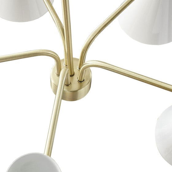 Ezra Ezra Chandelier - Antique Brass/White - Mac & Mabel