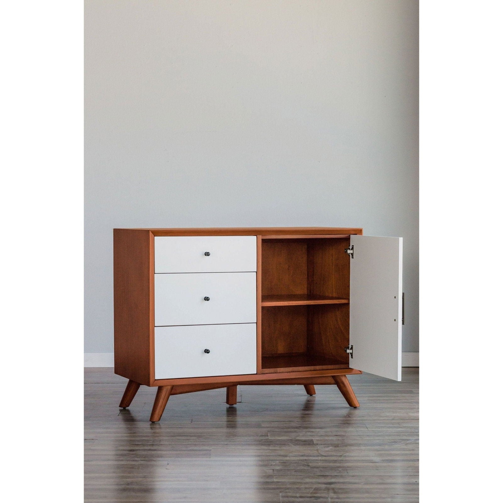 Flynn Accent Cabinet, Acorn/White - Mac & Mabel