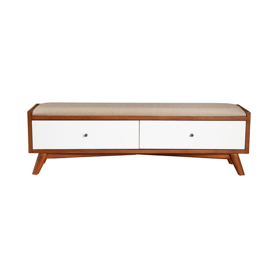 Flynn Bench, Acorn/White - Mac & Mabel