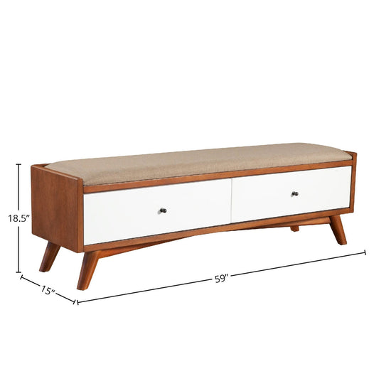 Flynn Bench, Acorn/White - Mac & Mabel