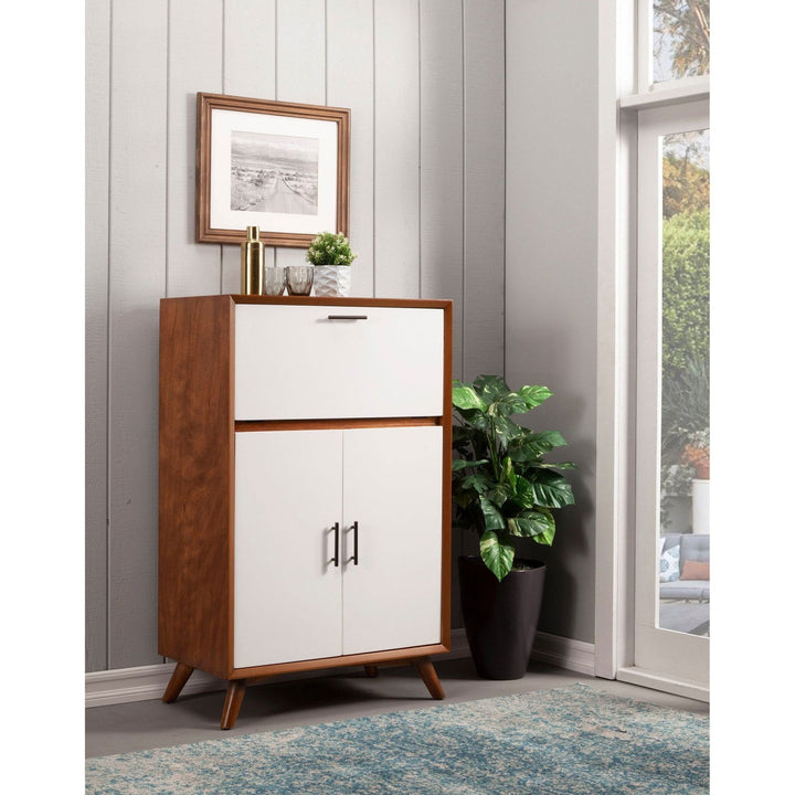 Flynn Large Bar Cabinet, Acorn/White - Mac & Mabel