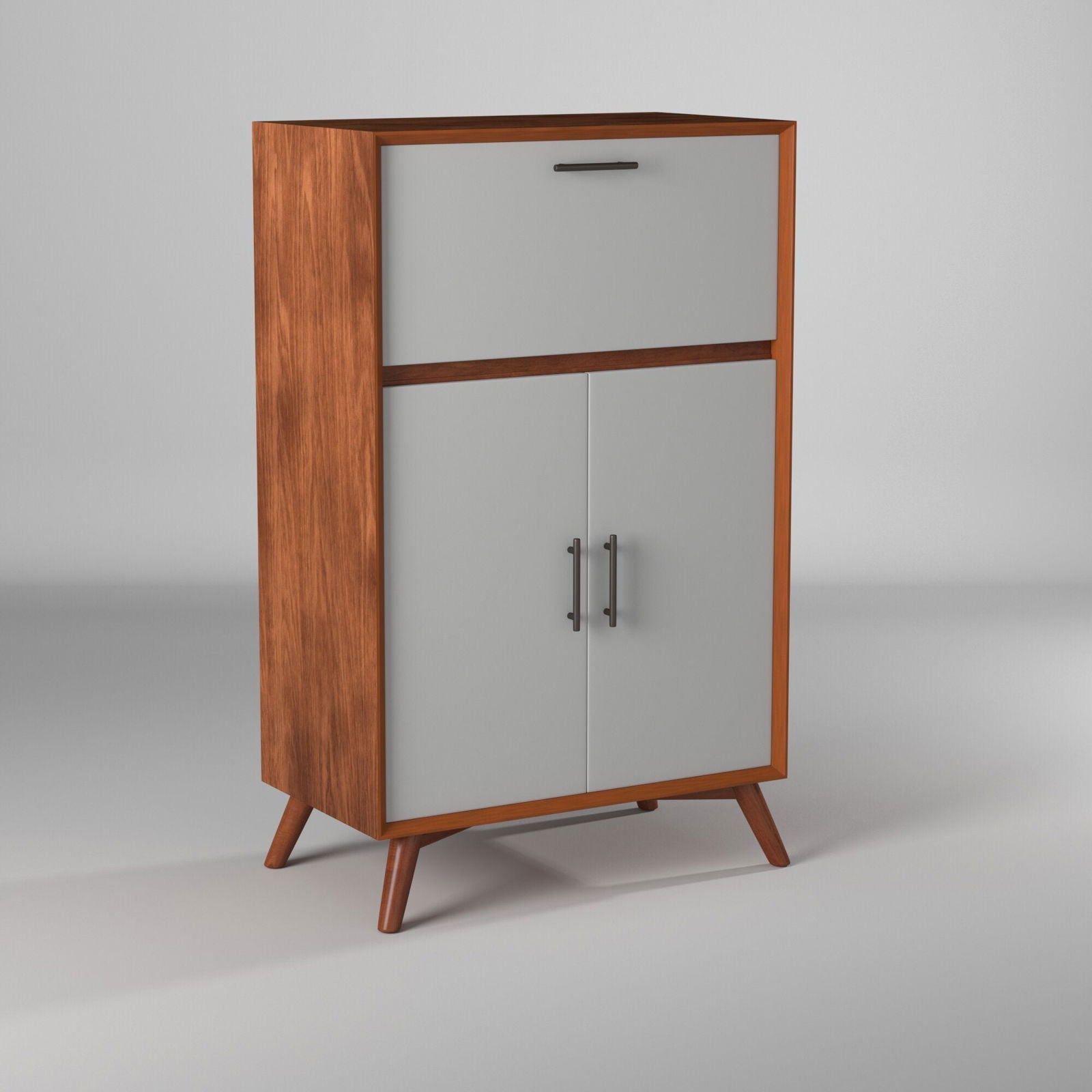 Flynn Large Bar Cabinet, Acorn/White - Mac & Mabel