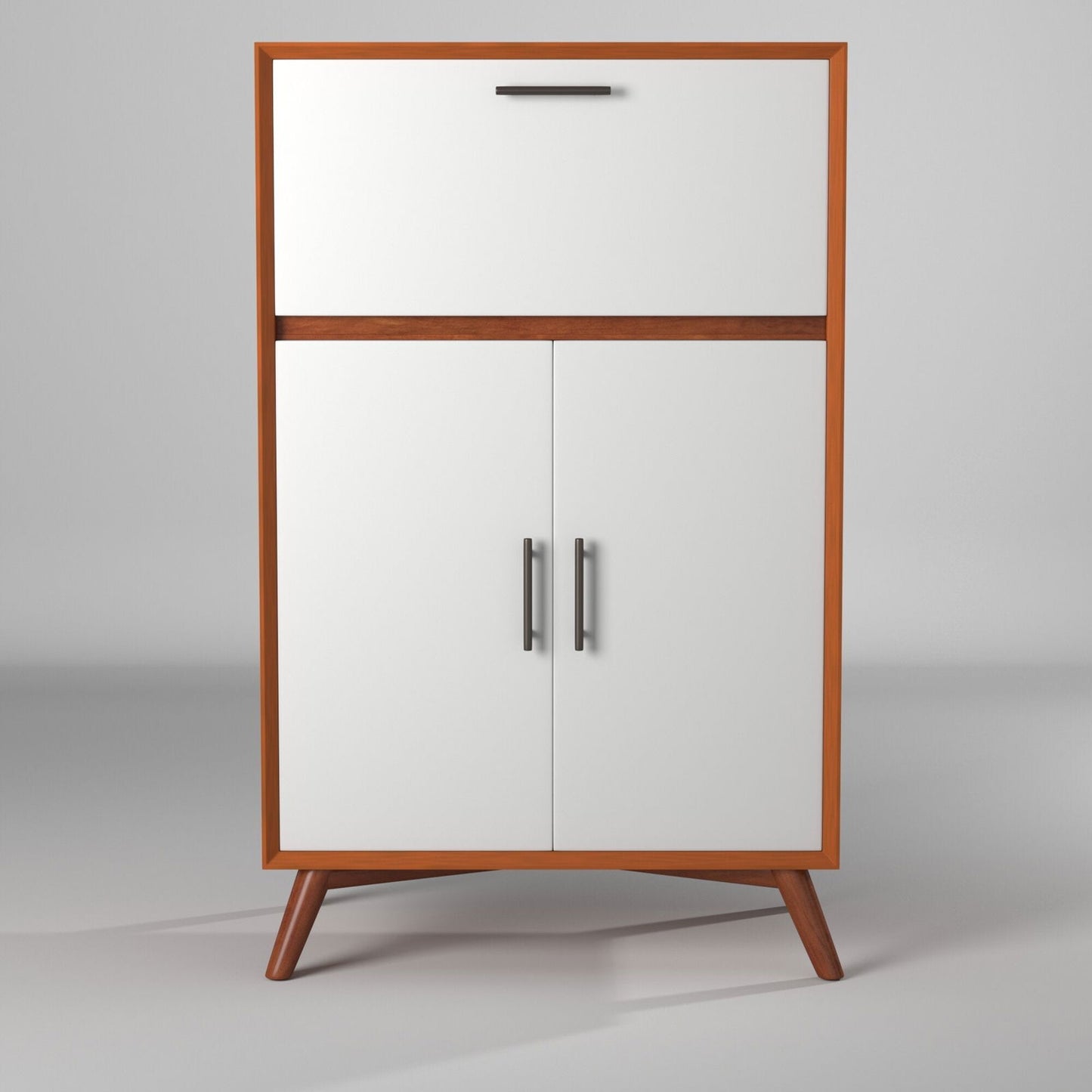 Flynn Large Bar Cabinet, Acorn/White - Mac & Mabel