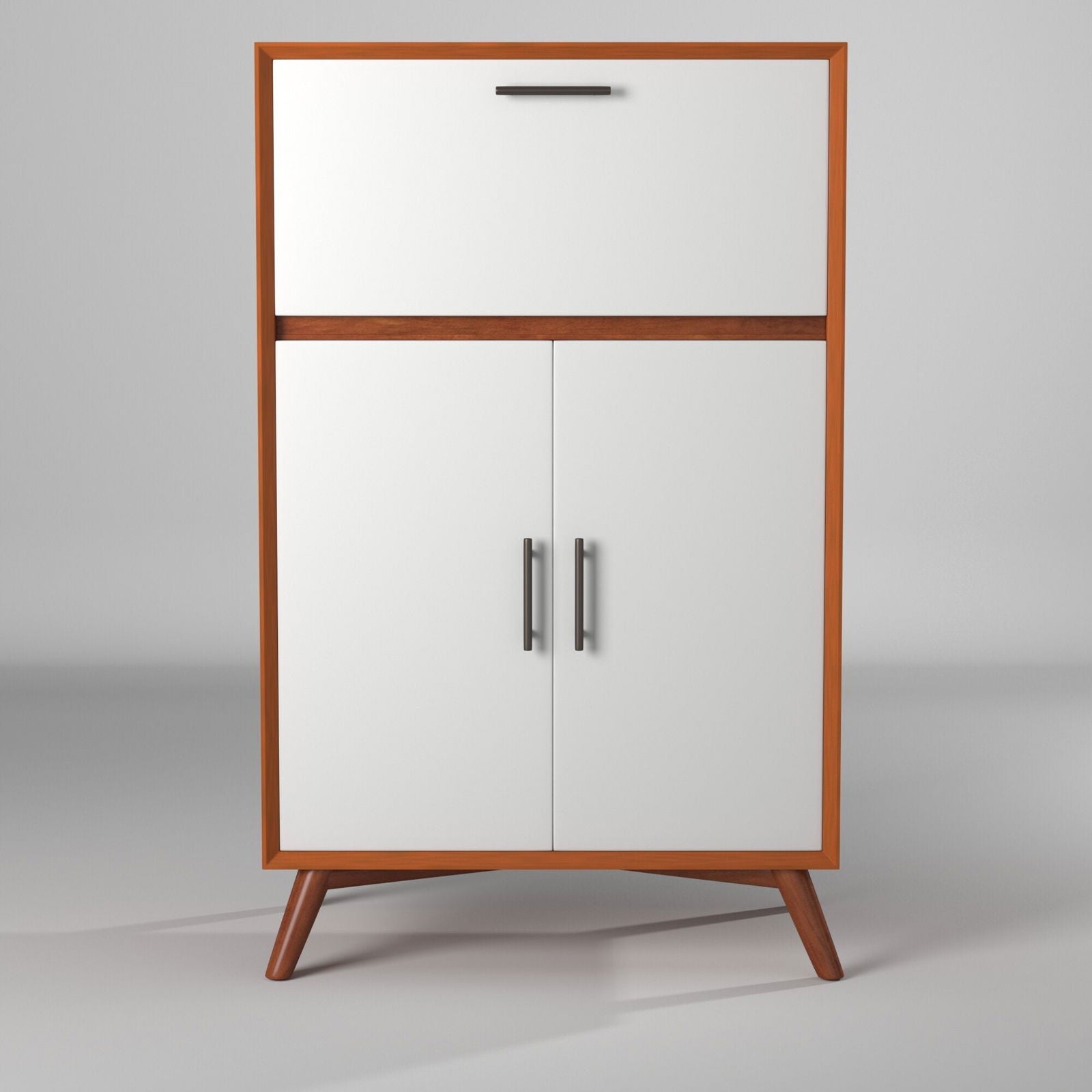 Flynn Large Bar Cabinet, Acorn/White - Mac & Mabel