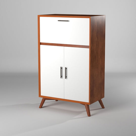 Flynn Large Bar Cabinet, Acorn/White - Mac & Mabel