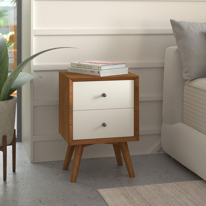 Flynn Nightstand, Acorn/White - Mac & Mabel