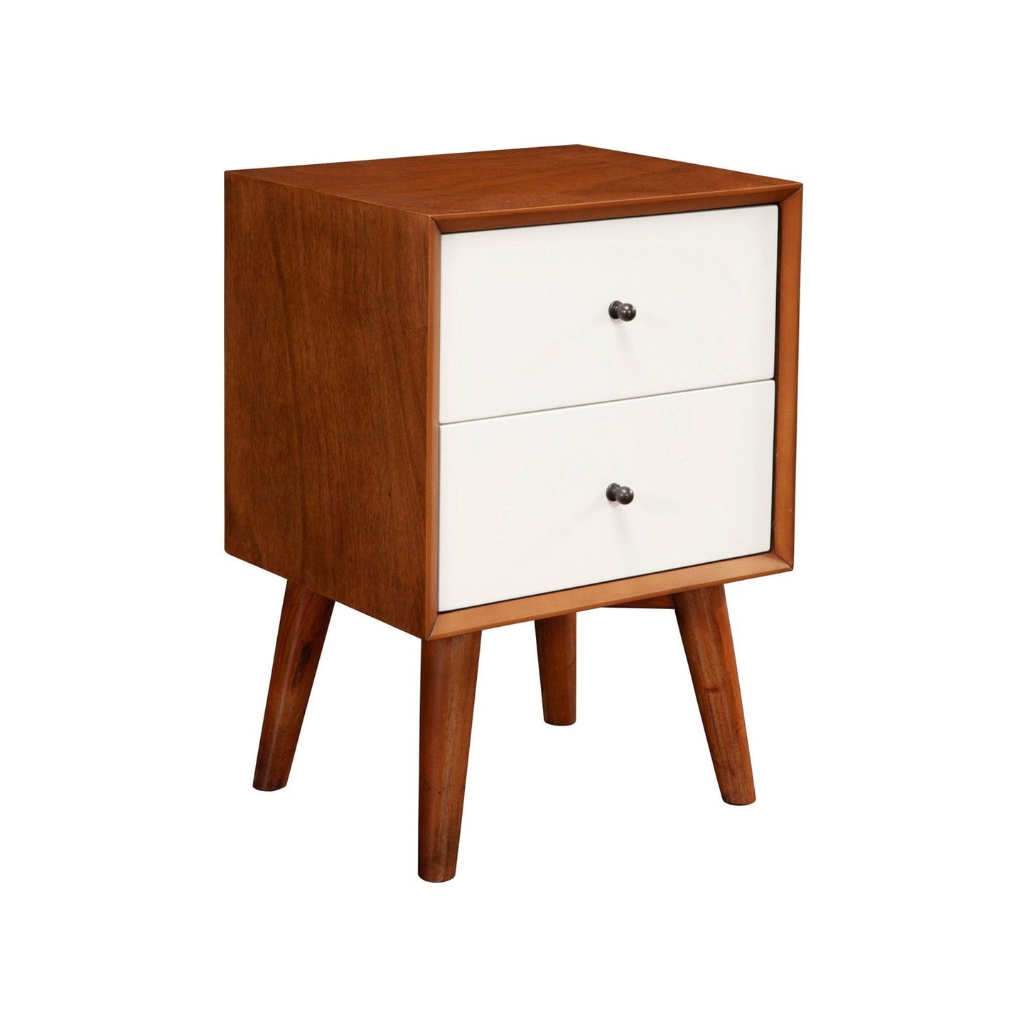 Flynn Nightstand, Acorn/White - Mac & Mabel