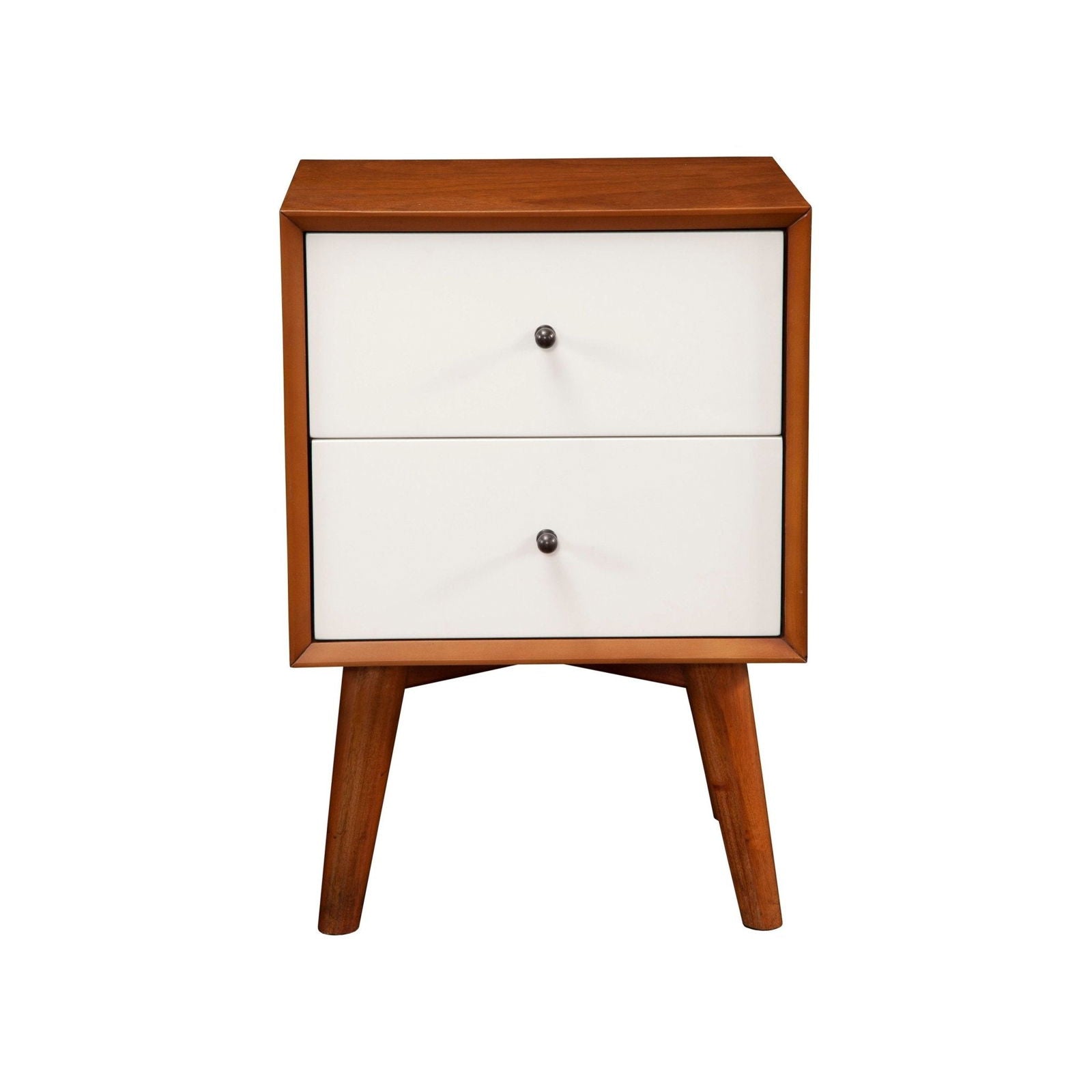 Flynn Nightstand, Acorn/White - Mac & Mabel