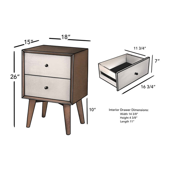 Flynn Nightstand, Acorn/White - Mac & Mabel