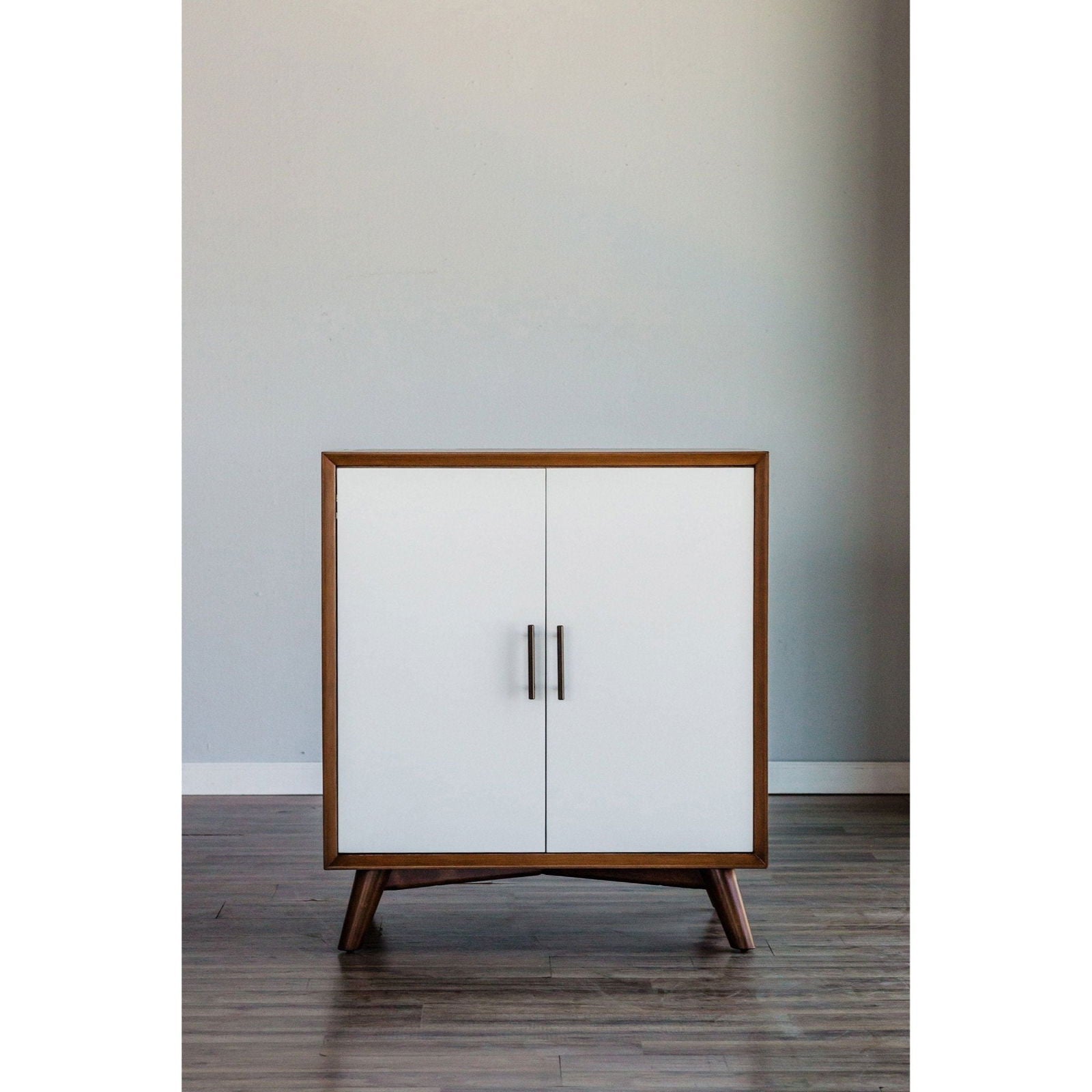 Flynn Small Bar Cabinet, Acorn/White - Mac & Mabel